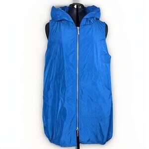 Liv By Habitat Clothes SM Blue Tunic Bubble Full Zip Vest Pocket Cinch Lagenlook
